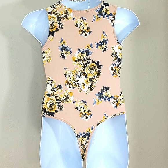body suit tank top sleeveless Pink floral NEW - Picture 2 of 7